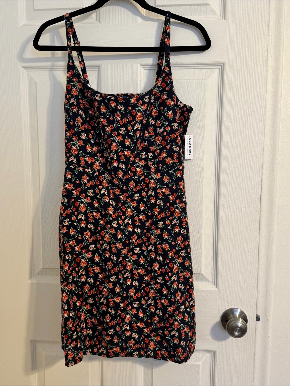 NWT Old Navy Floral Mini Dress Size Medium Navy Orange Ditsy Print Summer